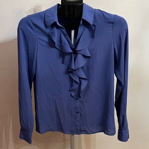 NWT Calvin Klein Women's Solid Long Sleeve Ruffle Front Blouse